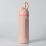 24oz Pink Large Thermal Water Bottle with Dual-Sipping Lid & Built-in Straw - Leak-Proof 304 Stainless Steel Outdoor Sports Flask