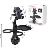 3-in-1 Car Rotating Dinner Tray & Double Cup Holder with Secure Phone Mount - Car Cup Slot Swivel Expander and Snacks & Drinks Organizer