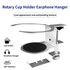 2-in-1 Under-Desk Metal Headphone Hanger &  Anti-Spill Cup Holder - No-Drill Heavy-Duty Desk Adjustable Clamp and 360° Swivel Hook