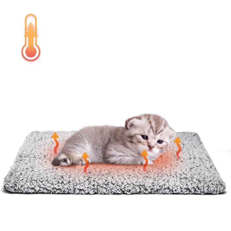 70 x 115 CM Self-Warming Thermal Pet Fluffy Mat with Machine Washable & Removable Zippered Cover - Waterproof Soft Cotton Fleece Bed for Dogs & Cats