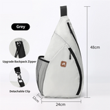 Grey Pickleball & Racket Sports Sling Bag with Expandable High-Capacity Storage - Waterproof Oxford Tennis & Badminton Gear Crossbody Backpack