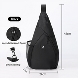 Black Pickleball & Racket Sports Sling Bag with Expandable High-Capacity Storage - Waterproof Oxford Tennis & Badminton Gear Crossbody Backpack