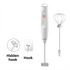White Wireless 3-Speed Milk Frother & Egg Whisk with Dual Mixing Heads & Hidden Hook - Handheld USB Rechargeable Foam Maker for Coffee, Cream & Baking