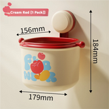 Cream Red Cute Suction Cup Wall-Mounted Trash Bin with Bag Press Ring and Wide Opening - Multifunctional Organizer & Waste Basket for Office Living Room And Bedroom