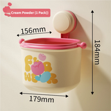 Cream Powder Cute Suction Cup Wall-Mounted Trash Bin with Bag Press Ring and Wide Opening - Multifunctional Organizer & Waste Basket for Office Living Room And Bedroom