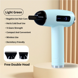 Light Green Cordless Ionic Constant Heated Hair Dryer with LCD Display & 9 Wind Speeds - USB Rechargeable Hair Care Blow Dryer, Concentrator & Diffuser Included
