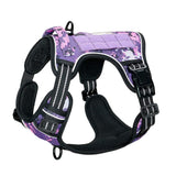 Purple Professional Adjustable Tactical Dog Mesh Harness - Reflective No-Pull Pet Vest with Control Handle (L Size for Weight 45-80 lbs)