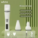 White Professional 3-in-1 Pet Grooming Kit - Low-Noise Rechargeable Dog Hair Trimmer & Nail Grinder for Paws, Eyes, and Body