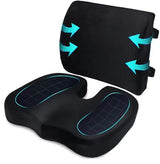 Ergonomic Memory Foam Seat Cushion & Lumbar Support Set - Soft Crystal Velvet Orthopedic Relief Combo for Office & Car