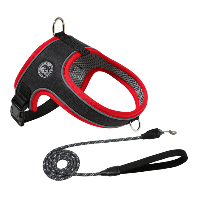 S Size Black Waterproof Reflective Saddle-Style Dog Harness & 1.5M Leash Set - Breathable Anti-Choke Escape-Proof Step-In Walking Gear