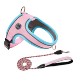 L Size Pink Waterproof Reflective Saddle-Style Dog Harness & 1.5M Leash Set - Breathable Anti-Choke Escape-Proof Step-In Walking Gear