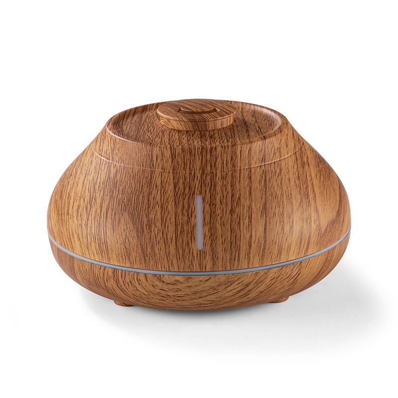 Wood Grain 7-Color Flame Ultrasonic Nano Mist Humidifier & Diffuser - Type-C Powered Realistic Fire Effect Mood Lamp for Home & Office