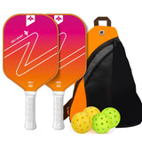 Gradient Orange Fiberglass Pickleball Paddle Set - USAPA High-Rebound Dual Rackets (TPU Edge), 4 Outdoor Balls & Triangle Carry Case for Outdoor Play