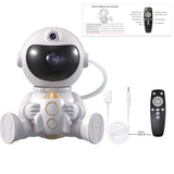 USB Powered Astronaut Nebula Projector & Starry Night Ambient Light with Rocket Accents - 8 Nebula Effects, 360° Rotating Head & Remote Control