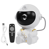 USB Powered Astronaut Nebula Projector & Starry Night Ambient Light with Small Rocket Accents - 8 Nebula Effects, 360° Rotating Head & Remote Control
