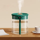 Green 2L Dual-Spray Ultrasonic Humidifier and Air Diffuser with Night Light - USB Powered, Quiet Operation, Smart Digital Display & Real-Time Humidity Sensor