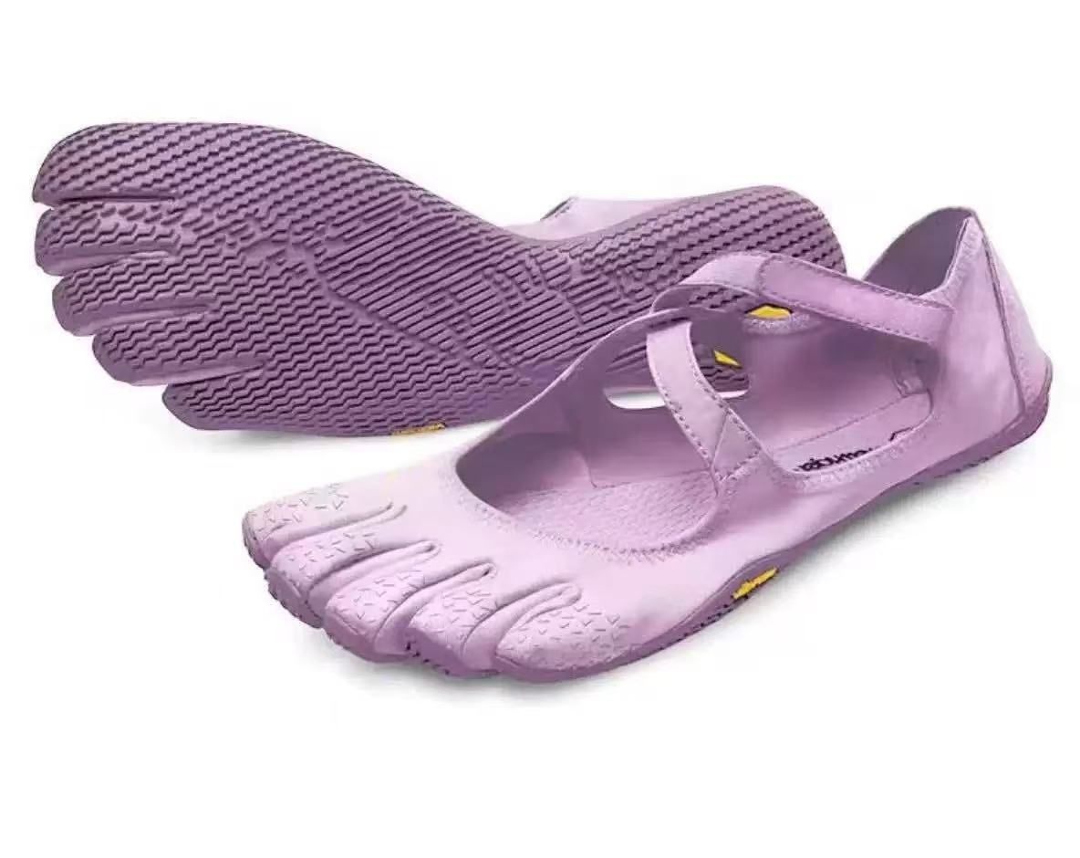Purple Breathable High-Grip Five-Finger Yoga & Pilates Shoes (Foot Length 23.5 CM) - Professional Training Footwear for Natural Toe Splay & Barefoot Feel