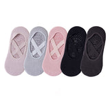 5-Pair Premium Non-Slip Yoga & Pilates Socks with Elastic Cross-Straps - Breathable Cotton Ballet-Style High Grip Socks (5-Colors)