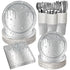 Silver Diamond Sparkle Party Tableware Set 7-Piece Set (Serves 20 People) – 140pcs Disposable Paper Plates, Tissures, Cups & Cutlery Kit for Weddings Birthdays & Parties