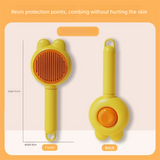 2 Pcs Yellow Pet Self-Cleaning Slicker Brush for Cats and Dogs - Rabbit Ear Design with Stainless Steel Needles and ABS Handle - Gentle Deshedding and Massage Tool for Long Hair Breeds