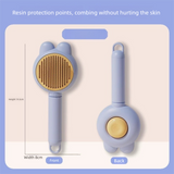2 Pcs Blue Pet Self-Cleaning Slicker Brush for Cats and Dogs - Rabbit Ear Design with Stainless Steel Needles and ABS Handle - Gentle Deshedding and Massage Tool for Long Hair Breeds