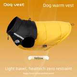 Yellow  2XL  Size  Dog Clothing — Warm, Thickened Cotton Jacket for Autumn & Winter; Waterproof Pet Vest — Reflective Safety Design, Leash-Compatible