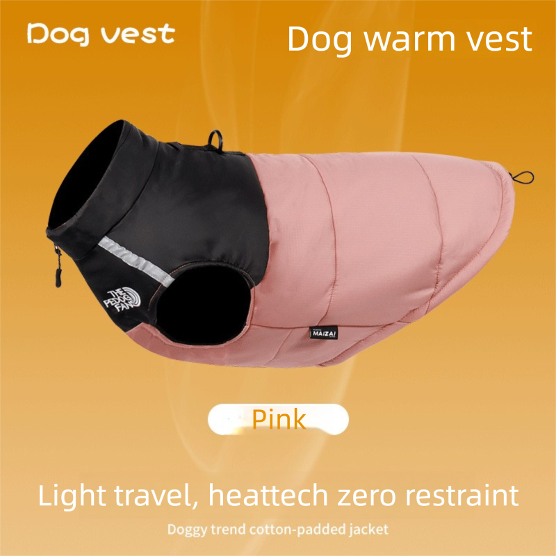 Pnik XL  Size  Dog Clothing — Warm, Thickened Cotton Jacket for Autumn & Winter; Waterproof Pet Vest — Reflective Safety Design, Leash-Compatible