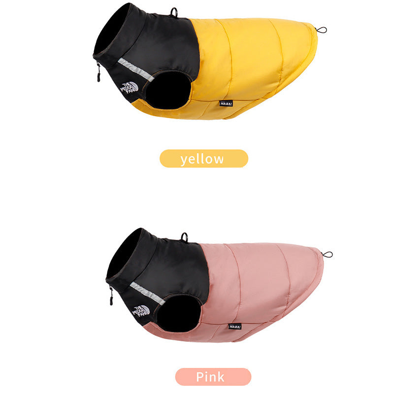 2-Pack (Pink + Yellow) —L Size  — Warm, Thickened Winter Dog Coat / Pet Clothing — Waterproof Winter Dog Vest — Reflective Safety Design (Leash Compatible)