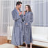 Grey 2XL size Plush Flannel Robe for Couples - Thickened Warm Bathrobe with Shawl Collar, Soft Fleece Material, Unisex Long Style for Winter Home Wear