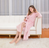 Pink 2XL size Plush Flannel Robe for Couples - Thickened Warm Bathrobe with Shawl Collar, Soft Fleece Material, Unisex Long Style for Winter Home Wear