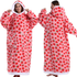 Pink Strawberry Style Oversized Hooded Blanket for Adults - Ultra Soft & Warm Wearable Fleece Throw with Giant Pocket, Perfect for Winter, Christmas & Valentine&