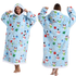 Blue Christmas Edition Oversized Hooded Blanket for Adults - Ultra Soft & Warm Wearable Fleece Throw with Giant Pocket, Perfect for Winter, Christmas & Valentine&