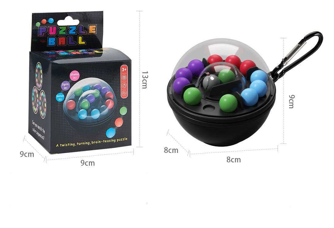 Black Spherical Spinning Magic Beads 3D Puzzle – A portable puzzle logic game suitable for children and adults; it features numerous levels and is made of ABS material.