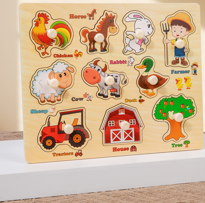 Puzzle Board for Toddlers - Early Learning Shape Sorter & Hand-Eye Coordination Toy for Kids 3+, Educational & Durable【Farmhouse Style】