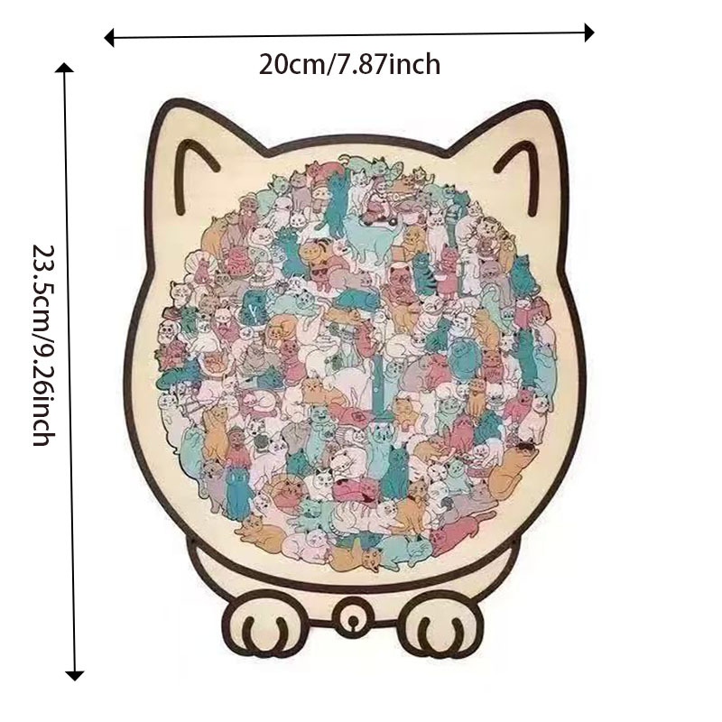 【Macaron Colors】Cat Collection Puzzle - Irregular Shaped Jigsaw with Adorable Kitten Pieces, Stacking Display Stand - Cute Home Decor & Brain Teaser for Kids Adults Ages 6+ - Unique Gift for Cat Lovers
