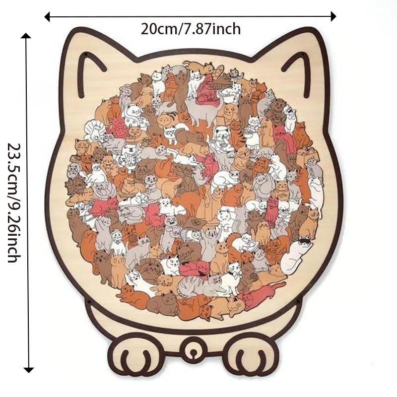 【Maillard Colors】Cat Collection Puzzle - Irregular Shaped Jigsaw with Adorable Kitten Pieces, Stacking Display Stand - Cute Home Decor & Brain Teaser for Kids Adults Ages 6+ - Unique Gift for Cat Lovers