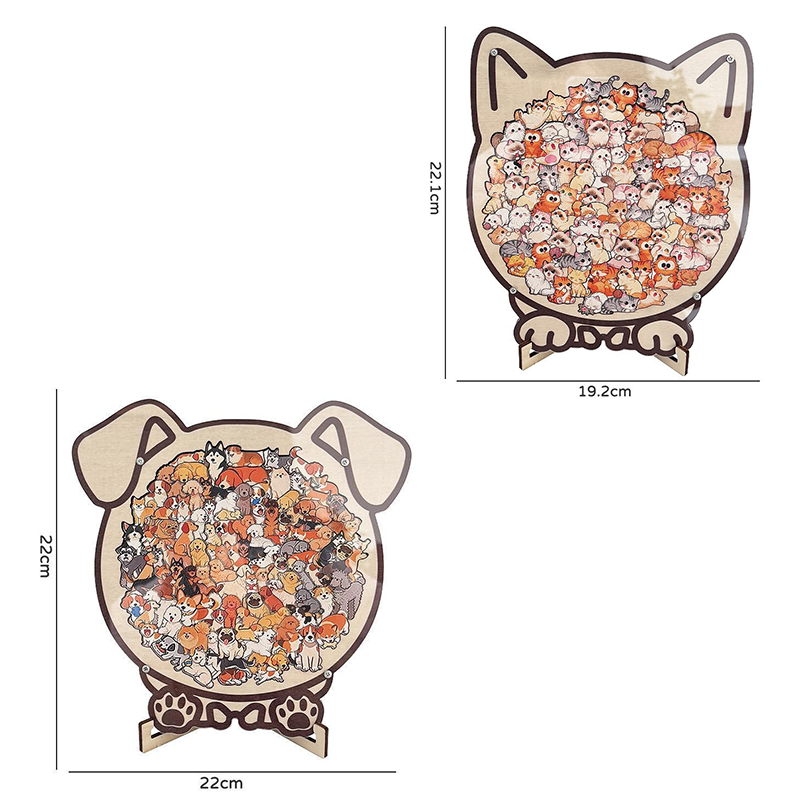 2PCS ​Colorful puppy and cat Collection Puzzle - Irregular Shaped Jigsaw with Adorable Kitten Pieces, Stacking Display Stand - Cute Home Decor & Brain Teaser for Kids Adults Ages 6+ - Unique Gift for animal Lovers