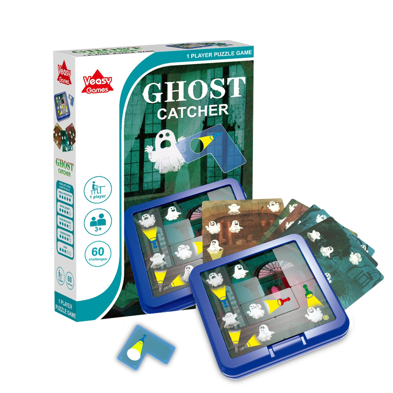 Ghost Catcher Puzzle Game 60 Challenges Logic Brain Teaser Parent-Child Interactive Board Game Concentration Training Plastic Material 4+ Years Educational Toy
