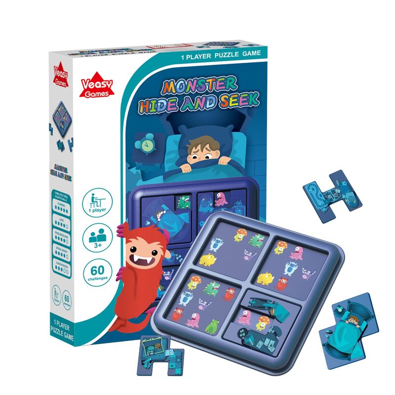 Monster Maze Puzzle Game 60 Challenges Logic Brain Teaser Parent-Child Interactive Board Game Concentration Training Plastic Material 4+ Years Educational Toy