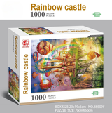 1000 piece  Jigsaw Puzzle for Adults - Landscape Cityscape Art, Premium Quality Paper Cardboard, 70x50cm Finished Size, Stress Relief Brain Game Gift for Ages 14+ 【Rainbow Castle】