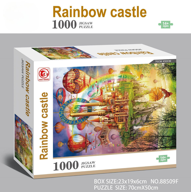 1000 piece  Jigsaw Puzzle for Adults - Landscape Cityscape Art, Premium Quality Paper Cardboard, 70x50cm Finished Size, Stress Relief Brain Game Gift for Ages 14+ 【Rainbow Castle】