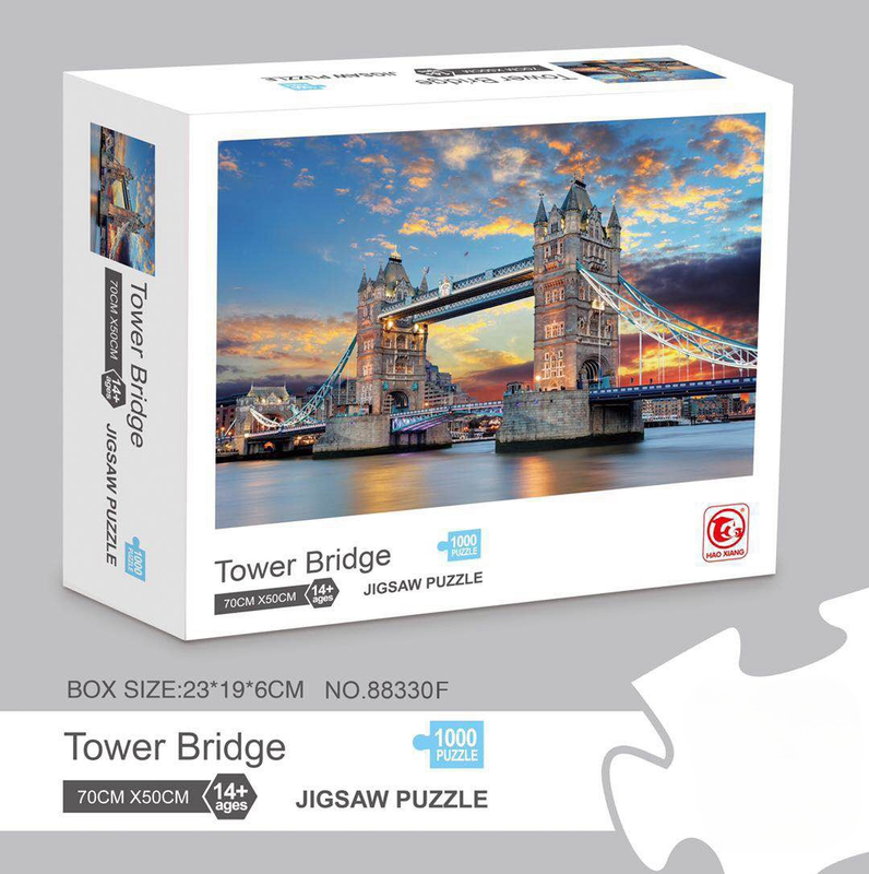 1000 piece  Jigsaw Puzzle for Adults - Landscape Cityscape Art, Premium Quality Paper Cardboard, 70x50cm Finished Size, Stress Relief Brain Game Gift for Ages 14+ 【Tower Bridge】