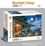 1000 piece  Jigsaw Puzzle for Adults - Landscape Cityscape Art, Premium Quality Paper Cardboard, 70x50cm Finished Size, Stress Relief Brain Game Gift for Ages 14+ 【Moonlight Hut】