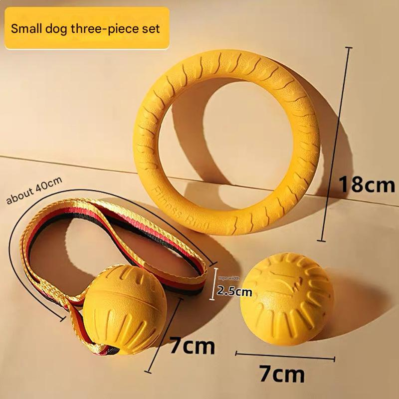 4-Piece Small Dog EVA Floating Dog Ring Toy Set – Interactive Tug-of-War Ring and Water Frisbee, durable chew and teething toy, suitable for training, teeth cleaning, and outdoor play, lightweight floating design