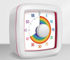 White Visual timer for children and the kitchen – a 60-minute rainbow countdown timer, silent operation, suitable for cooking, studying, and everyday tasks. Battery powered (batteries not included), made of ABS plastic