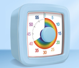 Blue Visual timer for children and the kitchen – a 60-minute rainbow countdown timer, silent operation, suitable for cooking, studying, and everyday tasks. Battery powered (batteries not included), made of ABS plastic