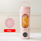 Pink 3.7V Portable Blender 700ml Wireless Juicer Cup - 12 Blade USB Rechargeable Smoothie Maker with LED Display - Personal Fruit Mixer with Safety Lock - BPA Free Travel Blender for Home Office Outdoor
