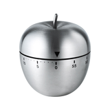 Apple Shape Stainless Steel Kitchen Timer Mechanical Cooking Timer -  Wind-Up 60 Minute Countdown Timer - Loud Ring 72dB Baking Tool with Non-Slip Base - Battery-Free Analog Timer for Home Office