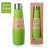 Green Premium 304 Stainless Steel Vacuum Insulated Water Bottle - 532ml Large Capacity Sports Flask with 12-24 Hour Thermal Retention, Leak-Proof Portable Travel Mug for Gym, Office, Car and Outdoor Activities 