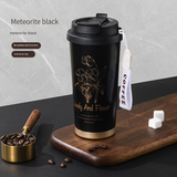 Black 316 Stainless Steel Insulated Coffee Tumbler 500ml  with Dual-Use Lid, Lily of the Valley Design, Leak-Proof Sip and Straw, BPA-Free Thermal Cup for Hot Cold Beverages
